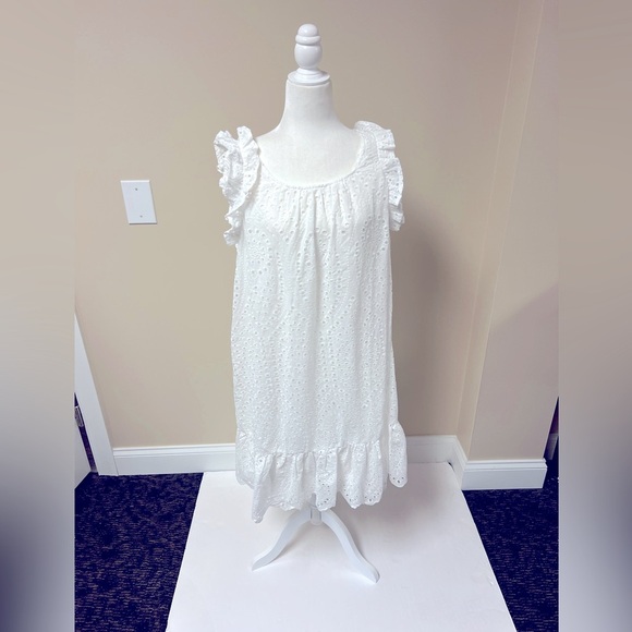 White Eyelet Ruffle Dress - Picture 2 of 6